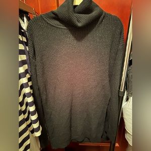 black oversized turtleneck sweater